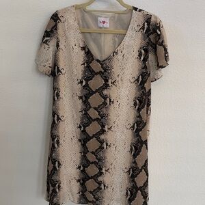 Buddy Love Beige and Black Snake Print Dress